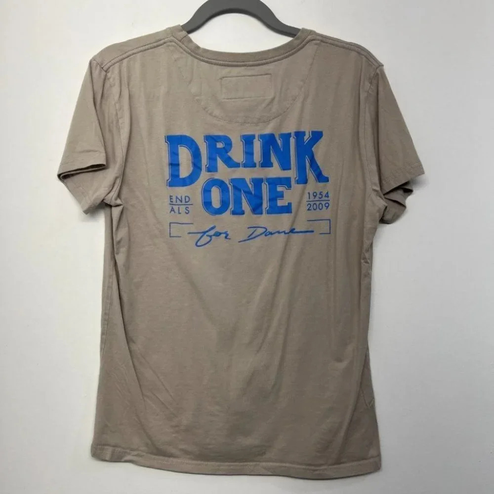 DUTCH Bros BROTHERS L MAFIA Drink ONE For DANE Beige COFFEE T-Shirt